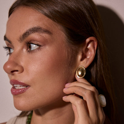 Boucles puces - petite pièce bombée ovale et miroir