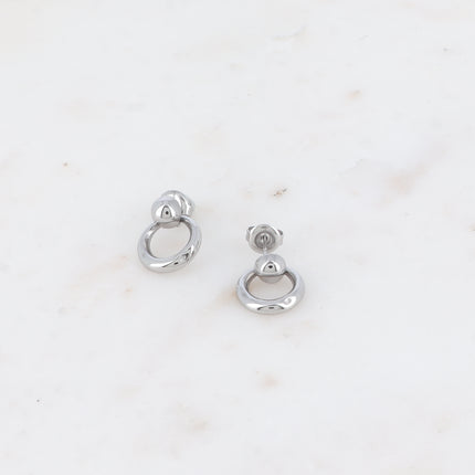 Boucles pendantes - petite boule et petit anneau pendant