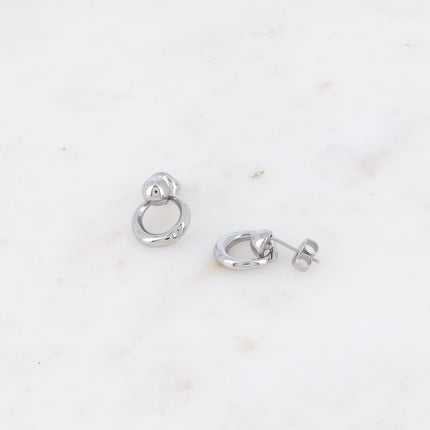 Boucles pendantes - petite boule et petit anneau pendant