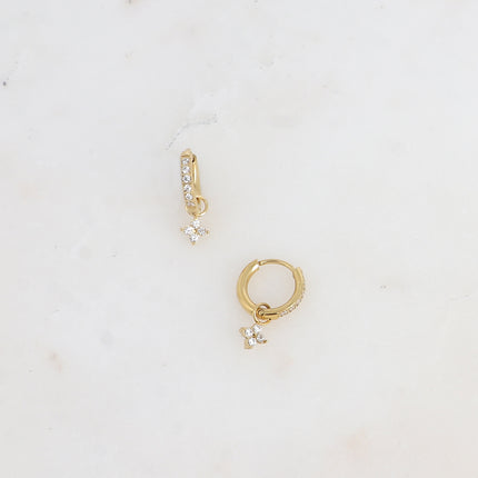 Mini créoles - oxydes de zirconium et trèfle en cristal 11mm