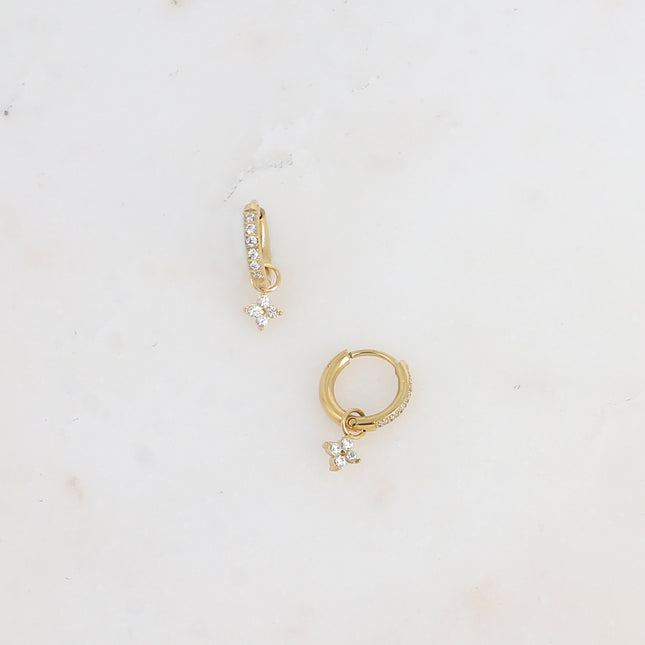 Mini créoles - oxydes de zirconium et trèfle en cristal 11mm