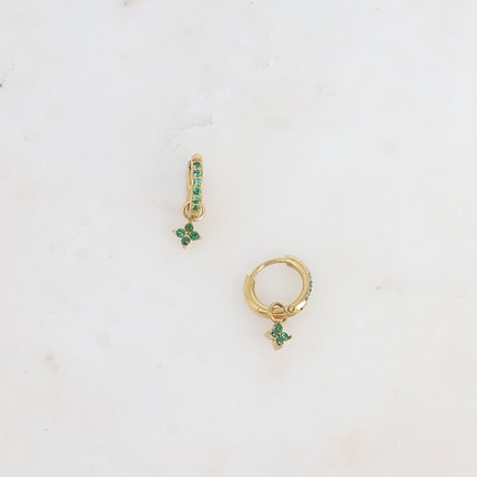 Mini créoles - oxydes de zirconium et trèfle en cristal 11mm