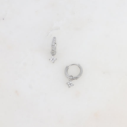 Mini créoles - oxydes de zirconium et trèfle en cristal 11mm