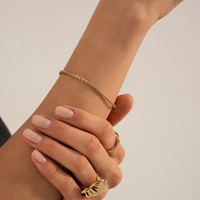 Bracelet Isolda - maille effet quadrillé torsadé