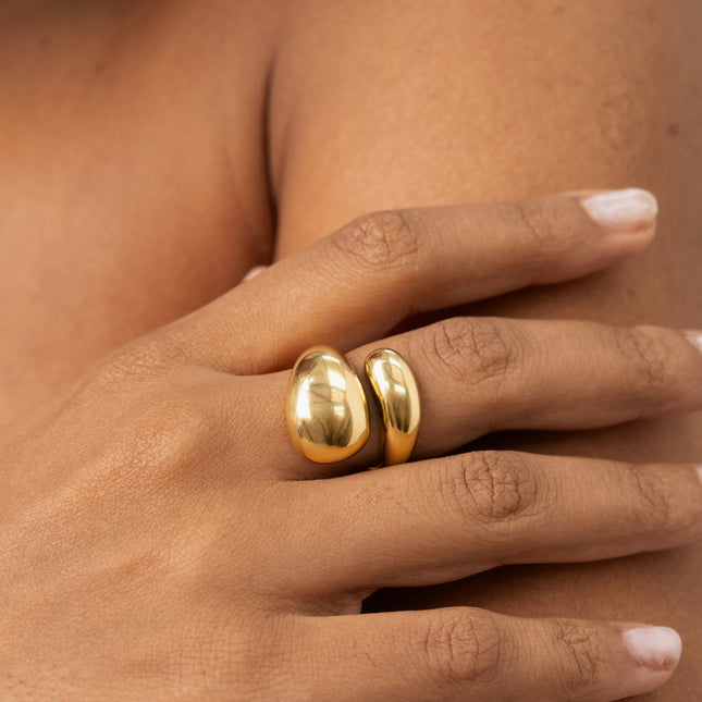 Bague ouverte - 2 formes bombées