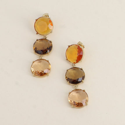 Boucles pendantes - 3 cristaux ronds plats