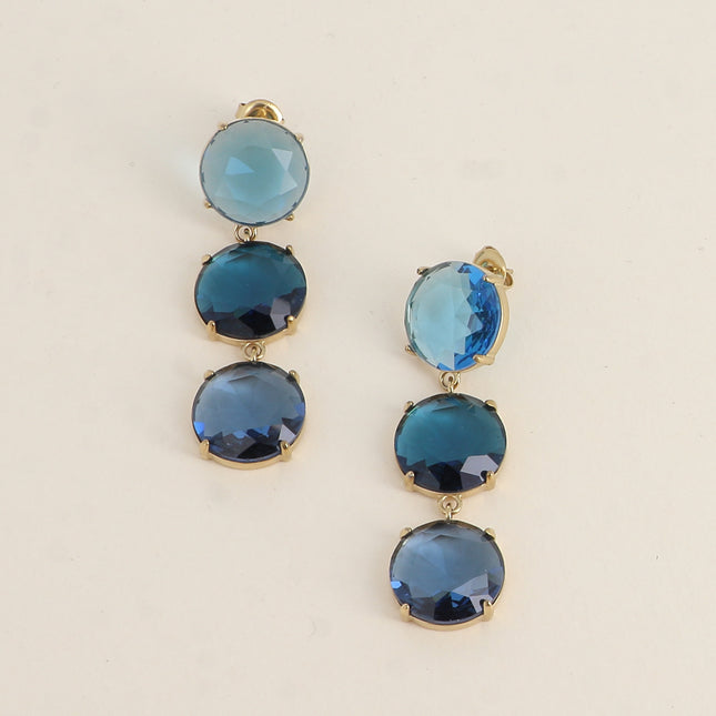 Dangle earrings - 3 flat round crystals