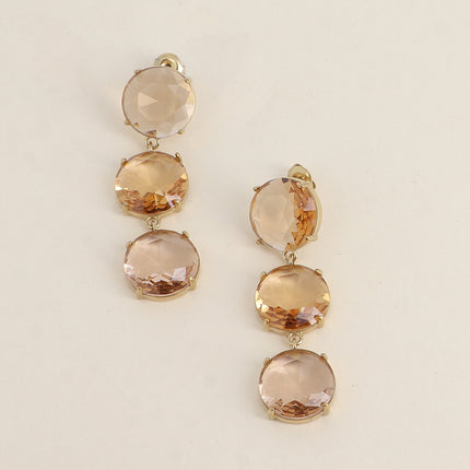 Boucles pendantes - 3 cristaux ronds plats