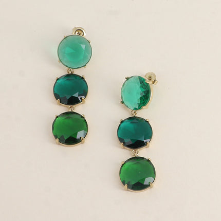 Boucles pendantes - 3 cristaux ronds plats