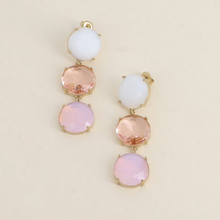 Boucles pendantes - 3 cristaux ronds plats