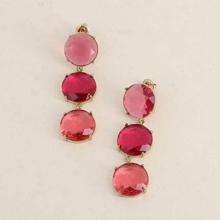 Boucles pendantes - 3 cristaux ronds plats