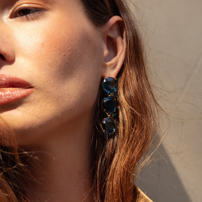 Dangle earrings - 3 flat round crystals