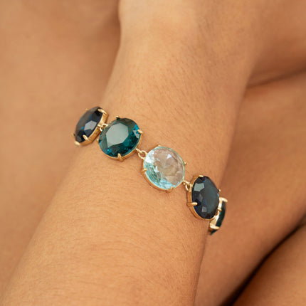Bracelet - 6 cristaux ronds plats