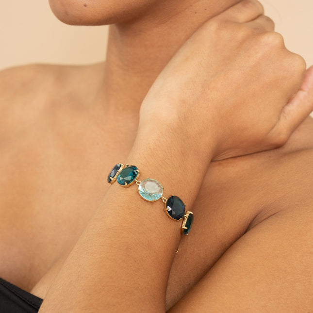 Bracelet - 6 cristaux ronds plats