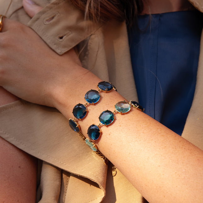 Bracelet - 6 flat round crystals