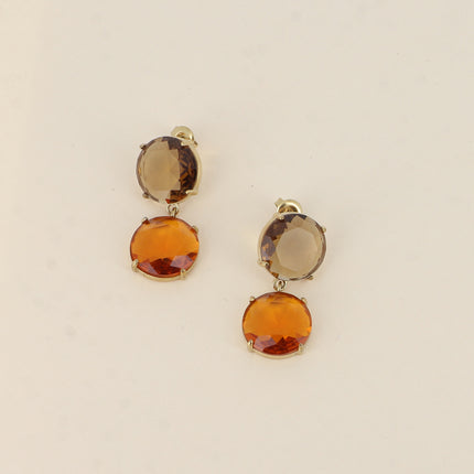 Dangle earrings - 2 flat round crystals