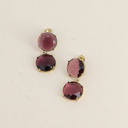 Dangle earrings - 2 flat round crystals
