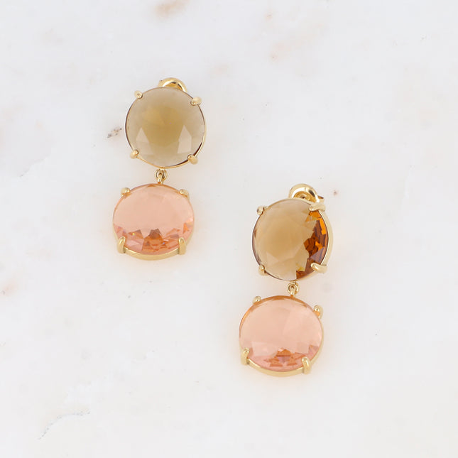 Dangle earrings - 2 flat round crystals