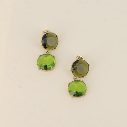 Dangle earrings - 2 flat round crystals
