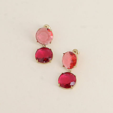 Dangle earrings - 2 flat round crystals