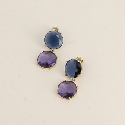 Dangle earrings - 2 flat round crystals