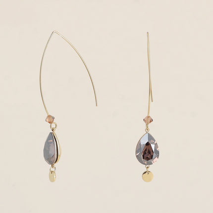 Boucles pendantes - long crochet orné de cristaux de Swarovski® goutte 10x14mm et toupie
