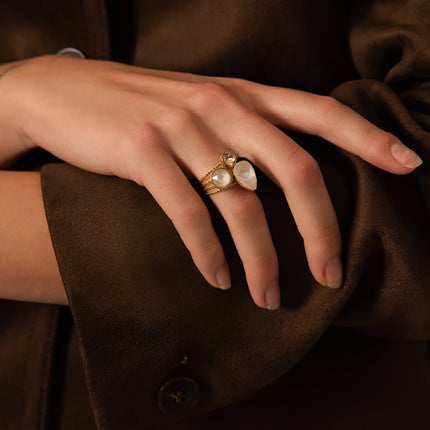 Bague Trilogie Goutte - cristaux Swarovski® goutte et rondes