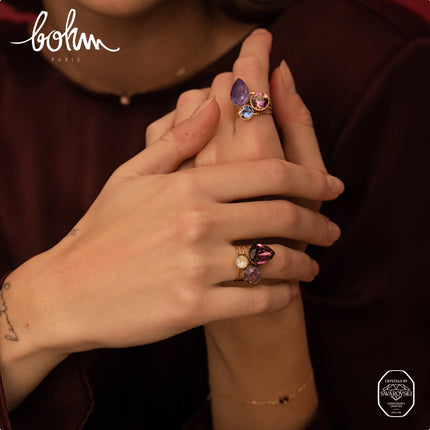 Teardrop Trilogy Ring - Swarovski® teardrop and round crystals