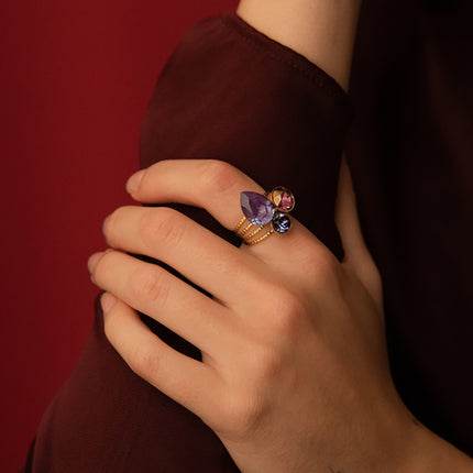 Bague Trilogie Goutte - cristaux Swarovski® goutte et rondes