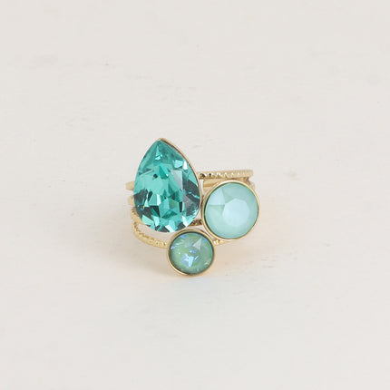 Teardrop Trilogy Ring - Swarovski® teardrop and round crystals
