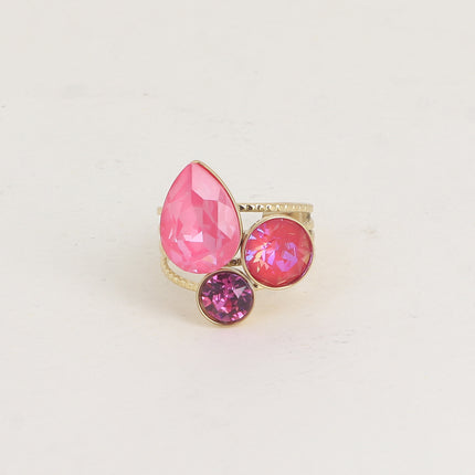 Teardrop Trilogy Ring - Swarovski® teardrop and round crystals