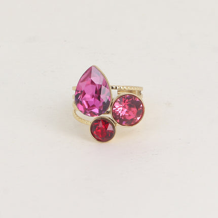 Teardrop Trilogy Ring - Swarovski® teardrop and round crystals