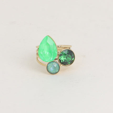 Teardrop Trilogy Ring - Swarovski® teardrop and round crystals