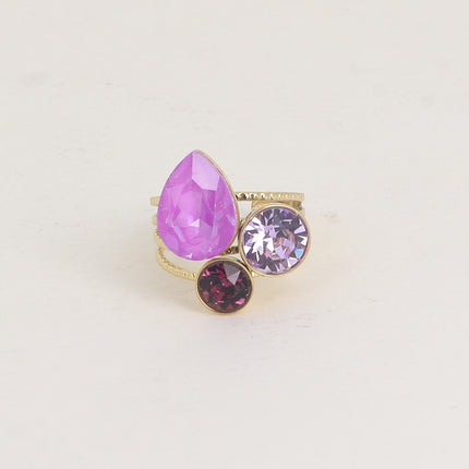 Teardrop Trilogy Ring - Swarovski® teardrop and round crystals