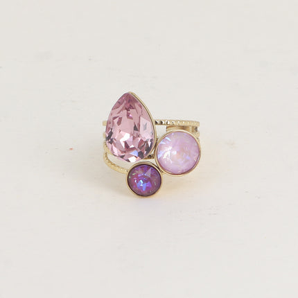 Teardrop Trilogy Ring - Swarovski® teardrop and round crystals