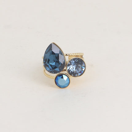 Teardrop Trilogy Ring - Swarovski® teardrop and round crystals