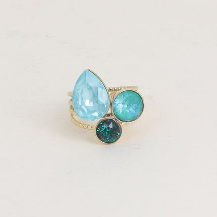 Teardrop Trilogy Ring - Swarovski® teardrop and round crystals