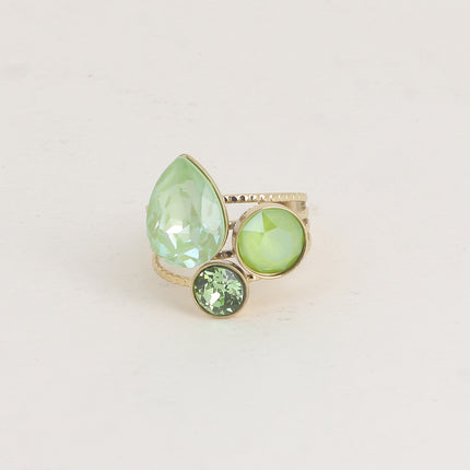 Teardrop Trilogy Ring - Swarovski® teardrop and round crystals