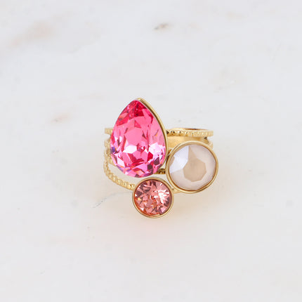 Bague Trilogie Goutte - cristaux Swarovski® goutte et rondes