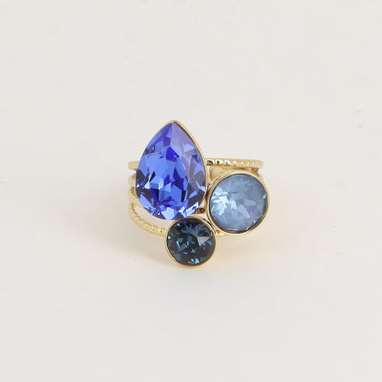 Bague Trilogie Goutte - cristaux Swarovski® goutte et rondes