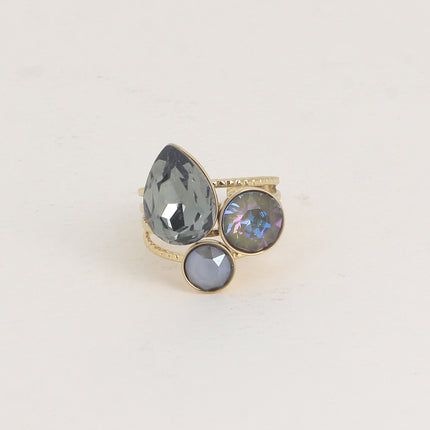 Teardrop Trilogy Ring - Swarovski® teardrop and round crystals