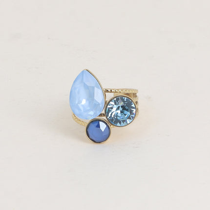 Teardrop Trilogy Ring - Swarovski® teardrop and round crystals