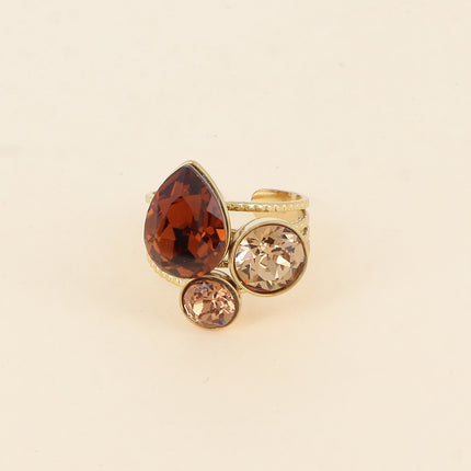 Bague Trilogie Goutte - cristaux Swarovski® goutte et rondes