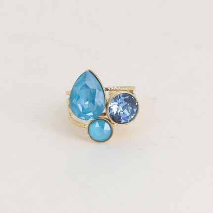 Teardrop Trilogy Ring - Swarovski® teardrop and round crystals