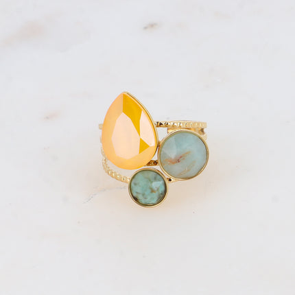 Bague Trilogie Goutte - cristaux Swarovski® goutte et rondes