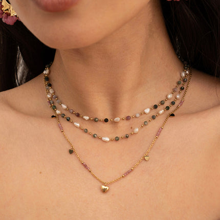Collier Florinia - pierres naturelles, perles d'eau douce