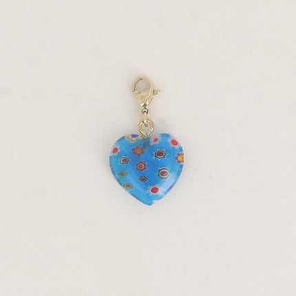 Charm - coeur en résine avec motifs fleurs imprimés