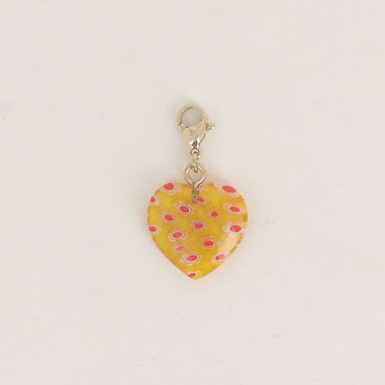 Charm - coeur en résine avec motifs fleurs imprimés