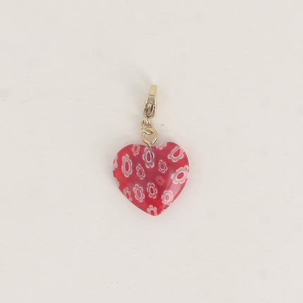 Charm - coeur en résine avec motifs fleurs imprimés