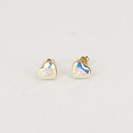 Boucles puces - coeur en cristal taillé 10mm Swarovski®